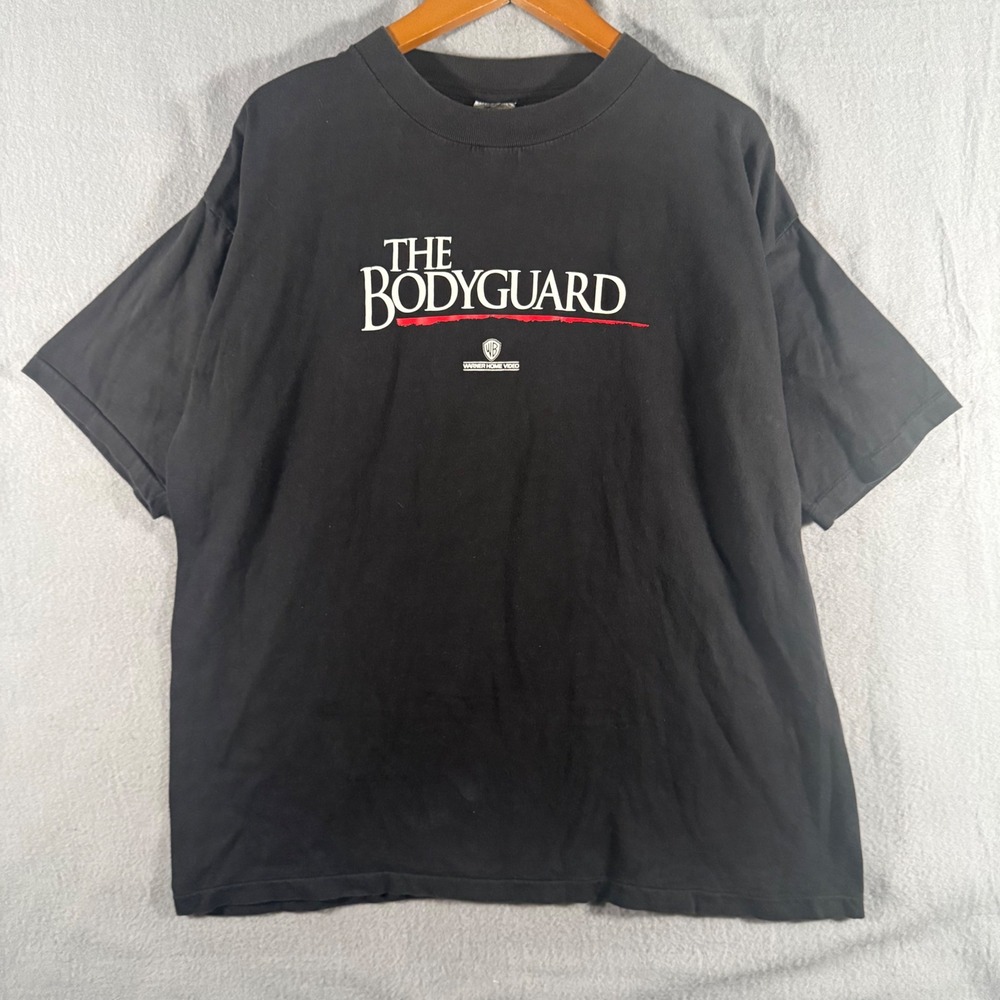 Vintage The Bodyguard Movie Promo T-Shirt Warner Home Video Black XL 90s Film